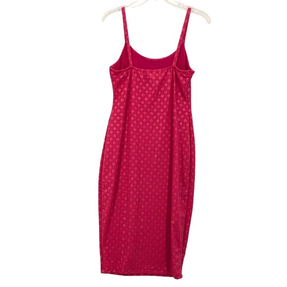 Bodycon Slip Dress Women Size L Textured Polka Dot Coquette Pinup Rockabilly USA - Picture 2 of 9